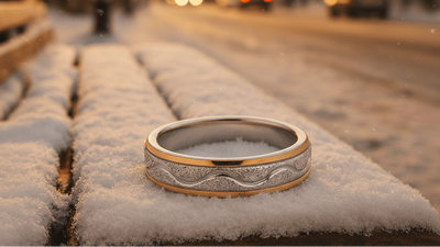 bague-en-acier-inoxydable-doree-argentee-lunarev-sur-banc-image-collection