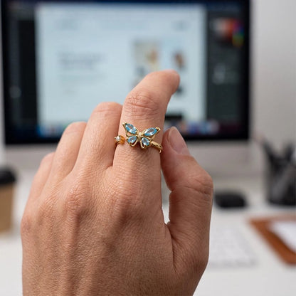 Bague anti stress femme rovélia doré main levé