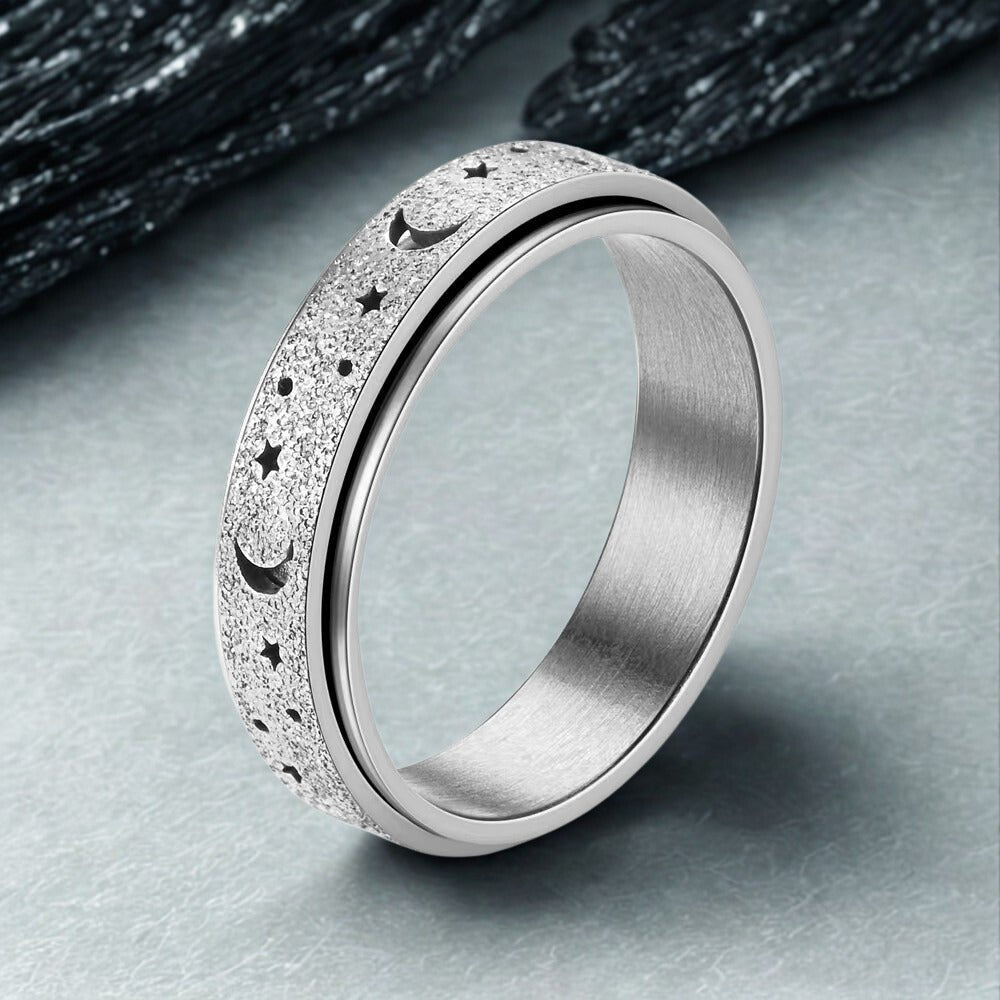 Bague anti stress Lunéria argent déposée