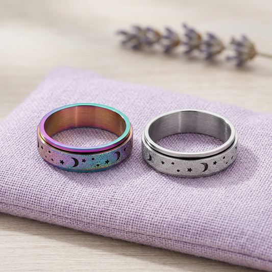 Bague anti stress Lunéria multicolore et argentée