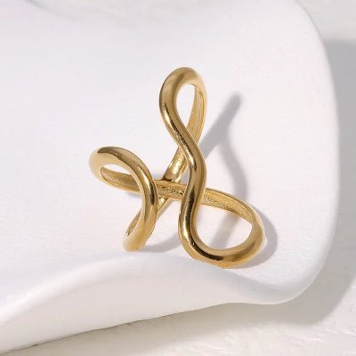 bague femme en acier inoxydable dorée
