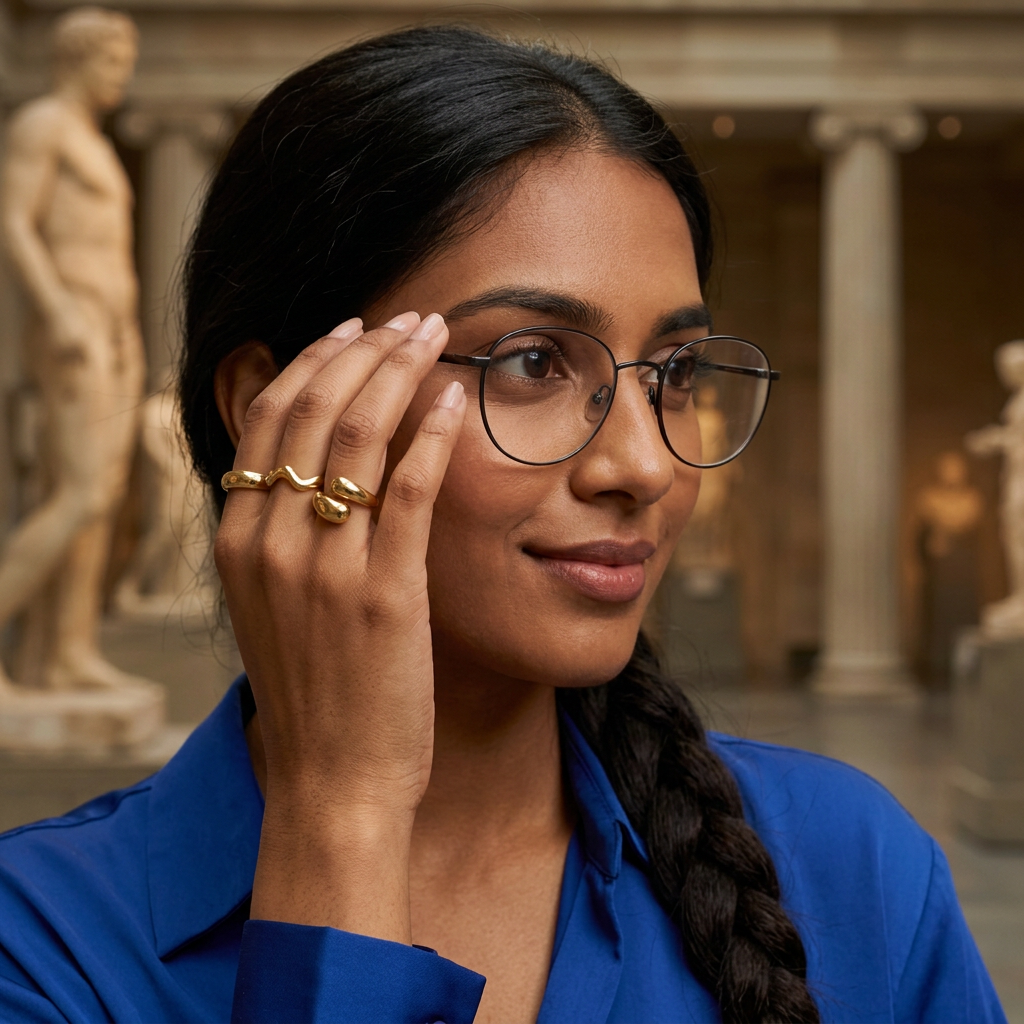 Bague femme Tessara dorée à la main droite
