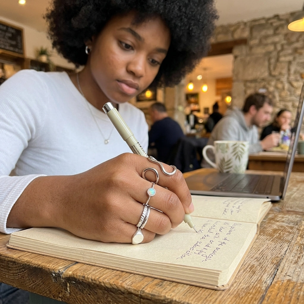 Bague femme Virellia argentée à l'index droit