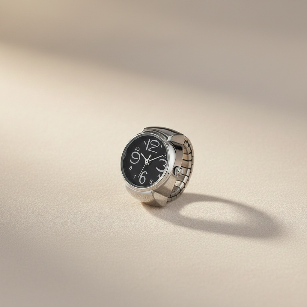 Bague montre orivian cadran noir lumière douce