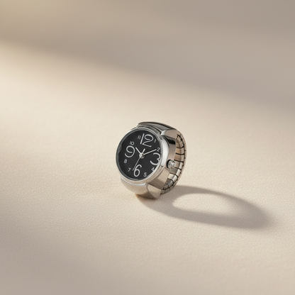 Bague montre orivian cadran noir lumière douce