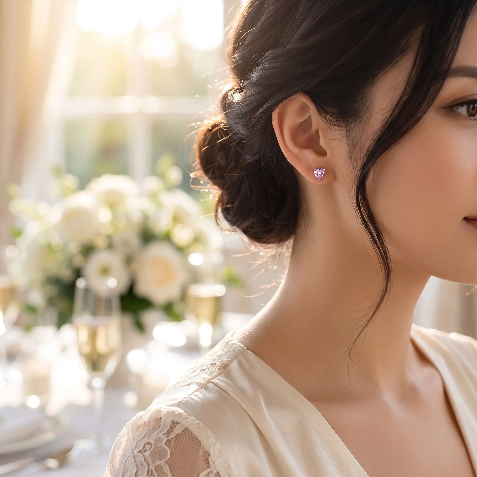 boucle d'oreille coeur sorelia rose