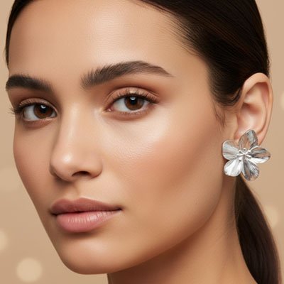 Boucle d'oreille femme Étoflair argent oreille gauche
