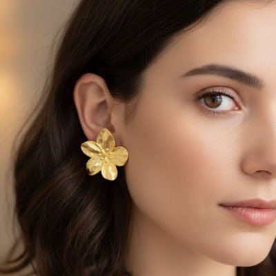 Boucle d'oreille femme Étoflair doré oreille droite