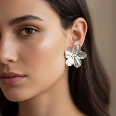 Boucle d'oreille femme  Étoflair oreille gauche argent