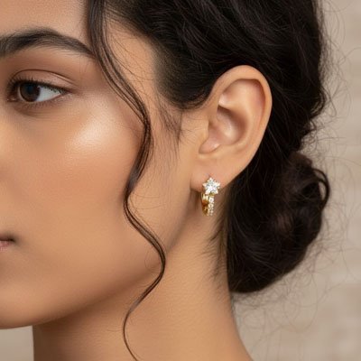 Boucle d'oreille femme Écho Astral étoile oreille gauche