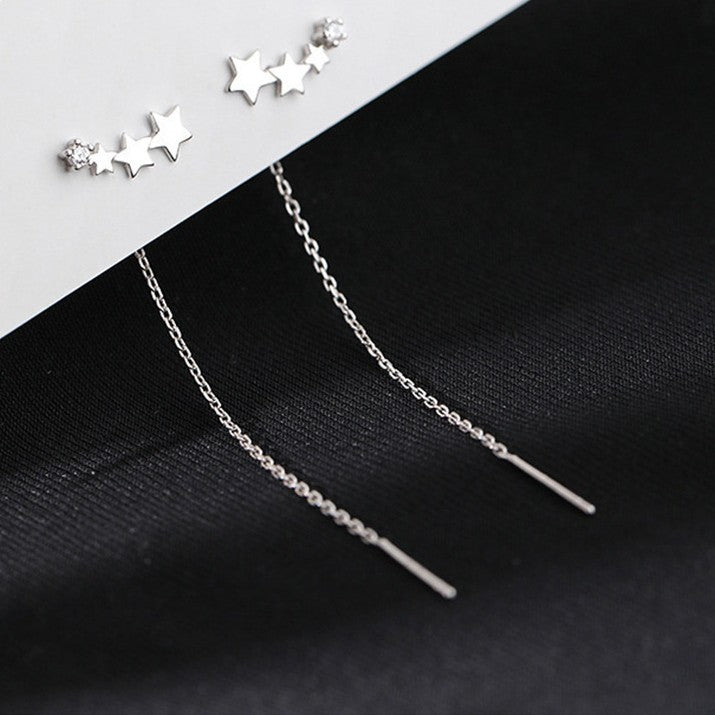 boucle d'oreille quatre étoile argentée