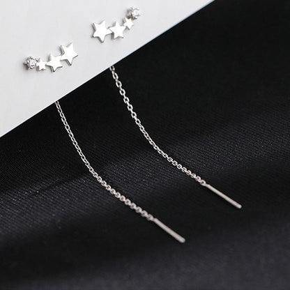 boucle d'oreille quatre étoile argentée