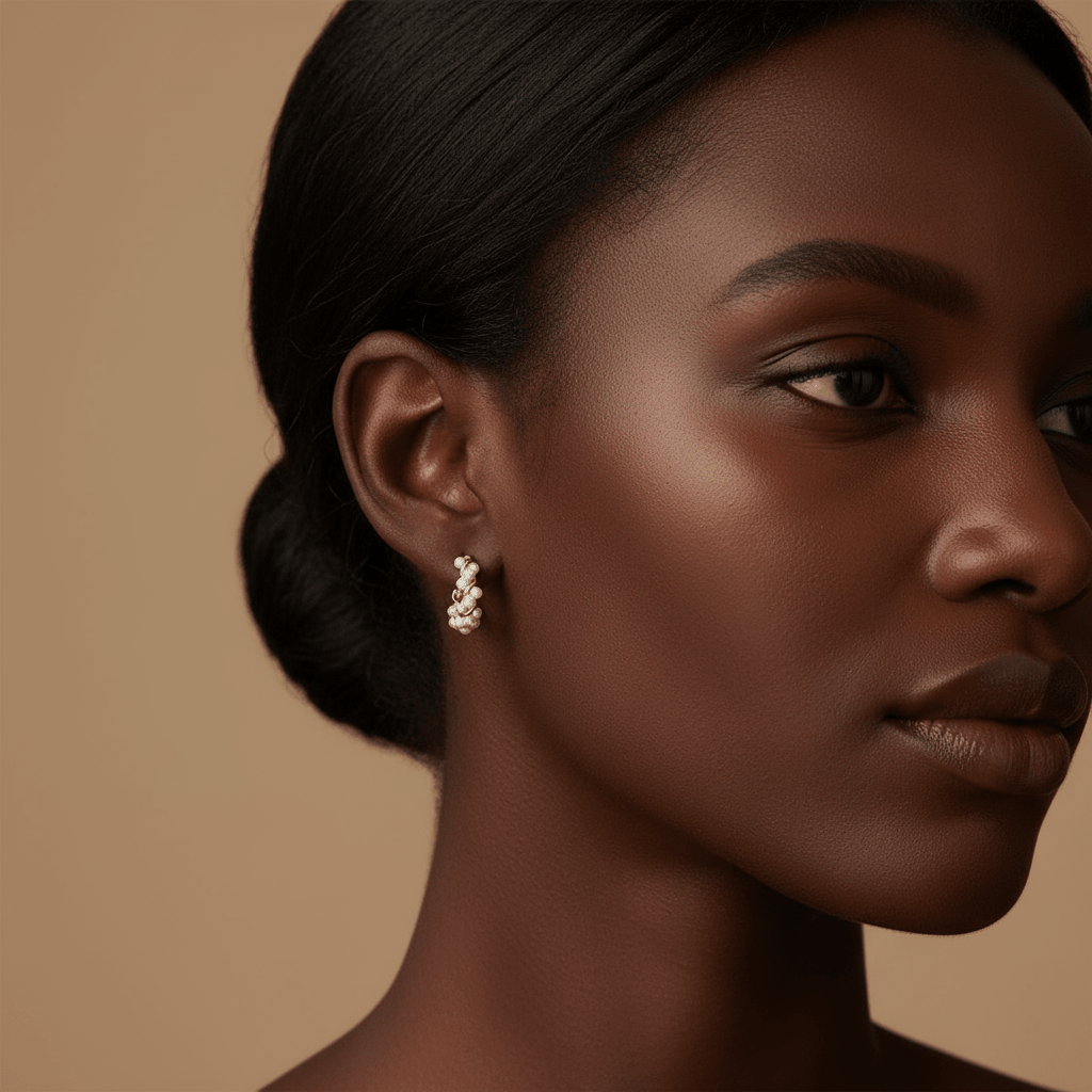 Boucles d'oreilles dormeuses sur l'oreille droite Nacrelys