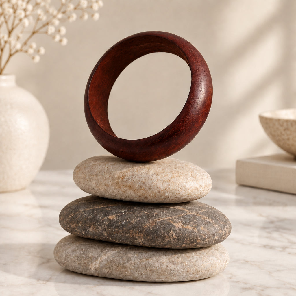 Bracelet bois marron mince rond