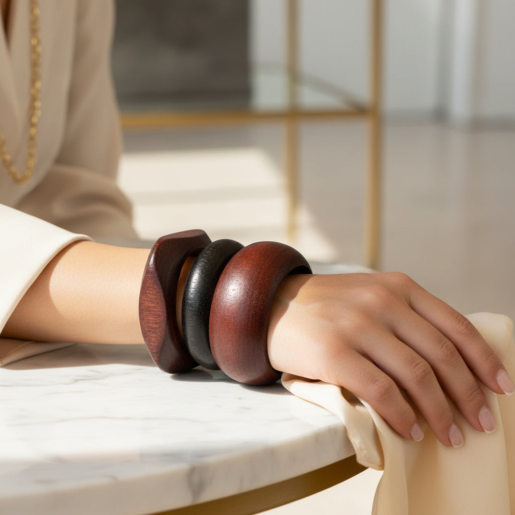 Bracelet bois mélange sur poignet