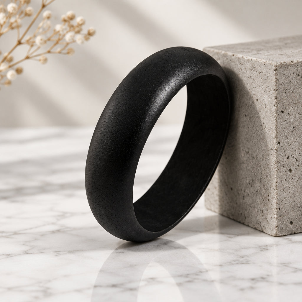Bracelet bois noir mince rond
