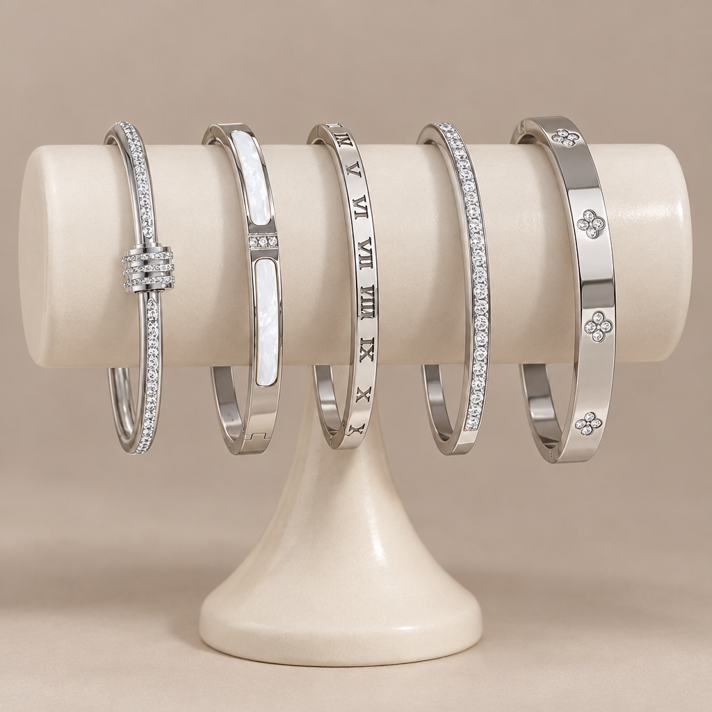 Bracelet femme argenté Parviane ensemble 