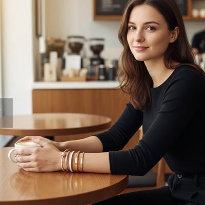 Bracelet femme doré Parviane au poignet gauche