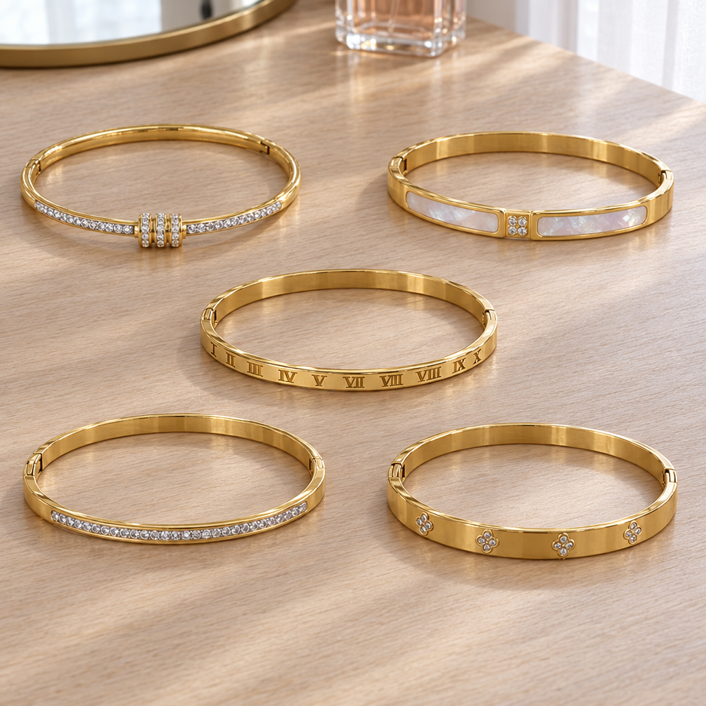 Bracelet femme doré Parviane ensemble déposé