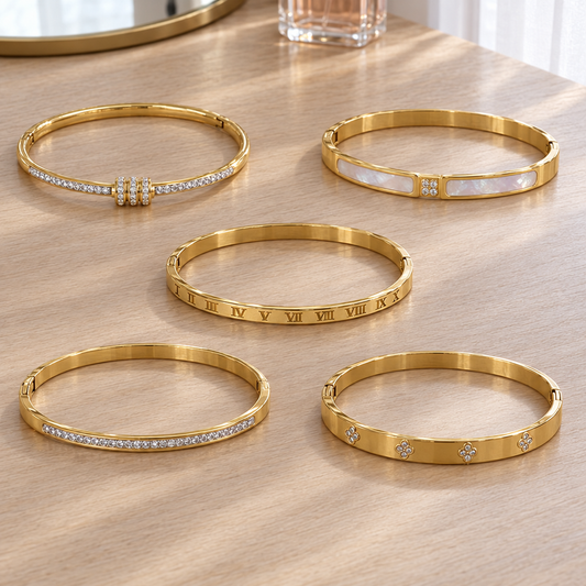 Bracelet femme doré Parviane ensemble déposé