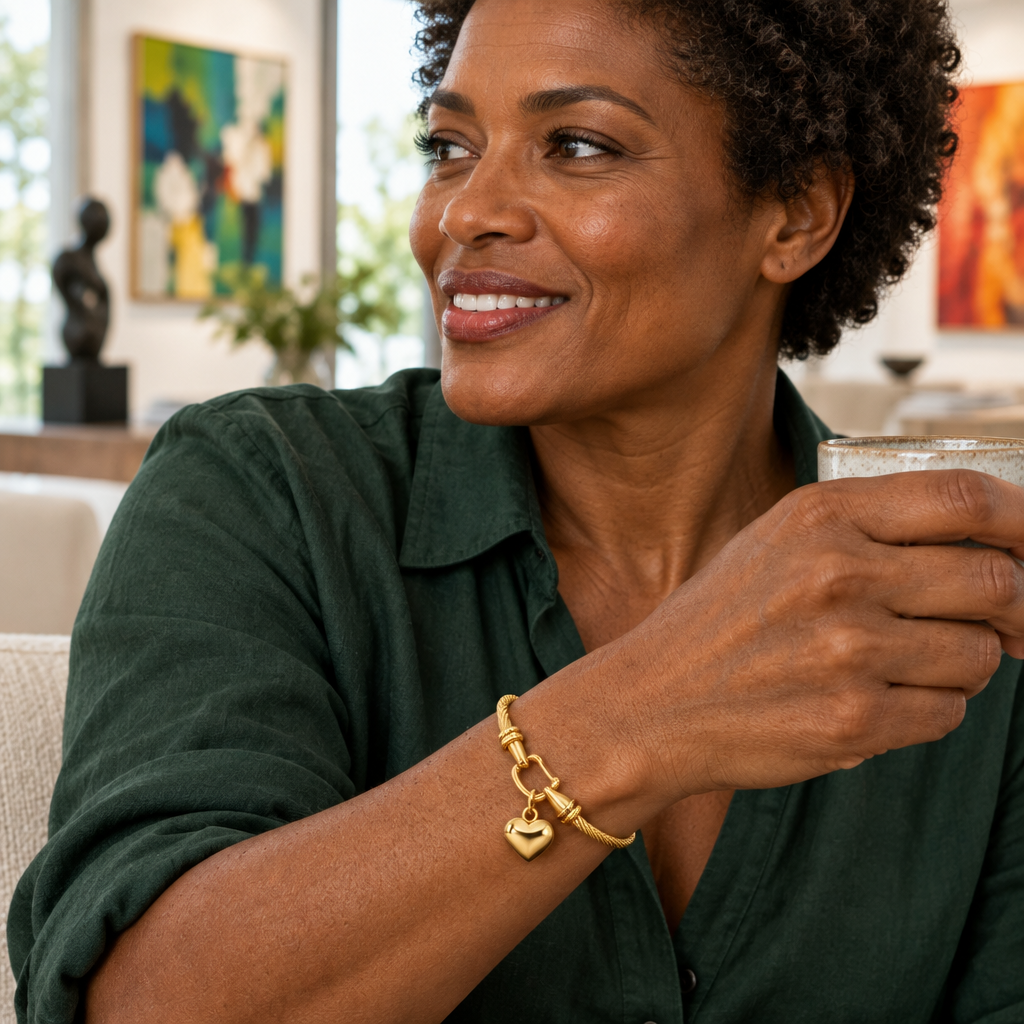Bracelet femme Veloria or au poignet droit