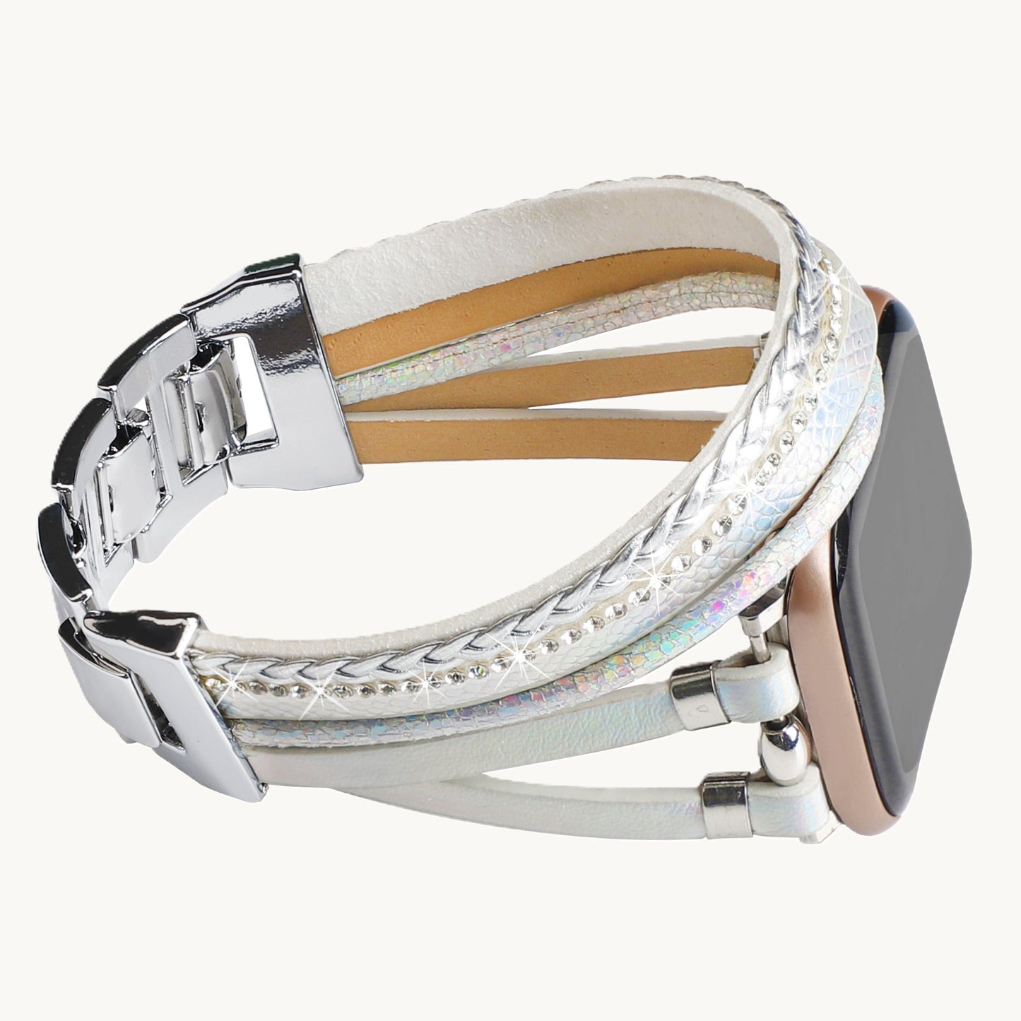 Bracelet montre Horesia blanc sur fond blanc