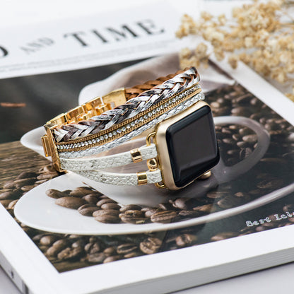 Bracelet montre Horesia blanc et or déposé de côté