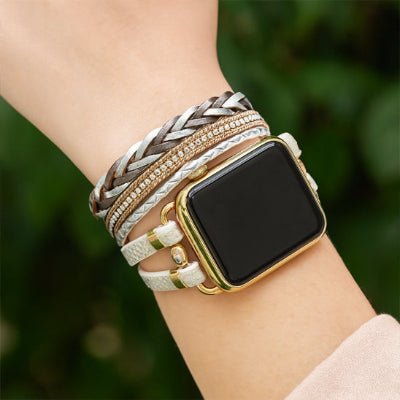 Bracelet montre Horesia blanc et or sur poignet