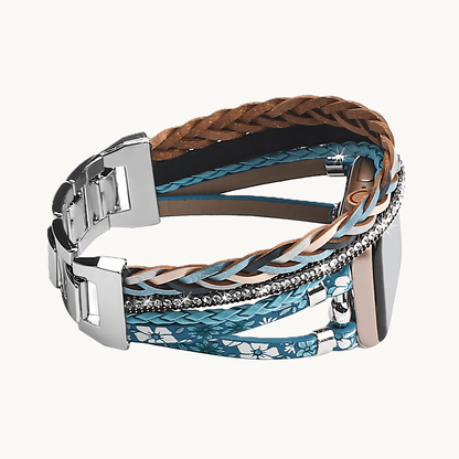 Bracelet montre Horesia bleu sur fond blanc