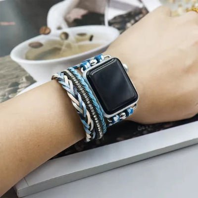 Bracelet montre Horesia bleu sur poignet