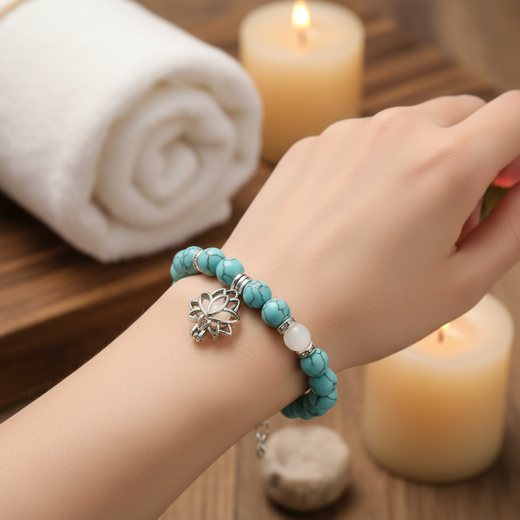 Bracelet pierre naturelle Aqualys au poignet