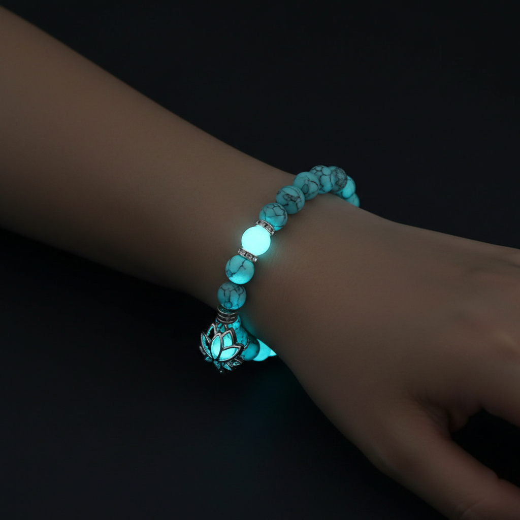 Bracelet pierre naturelle Aqualys avec effet luminescent aqua