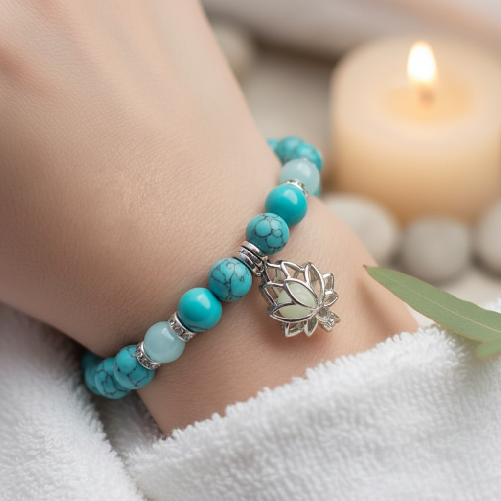 Bracelet pierre naturelle Aqualys sur poignet