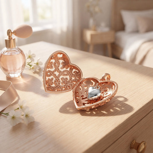 Coeur en pendentif Virexia rose doré ouvert