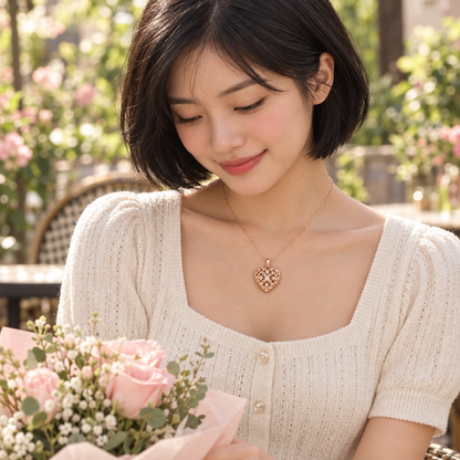 Coeur en pendentif Virexia rose doré porté