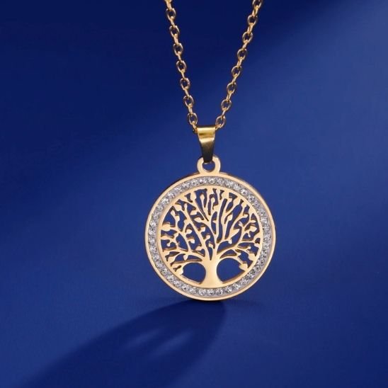 Collier Alverion or mince fond bleu