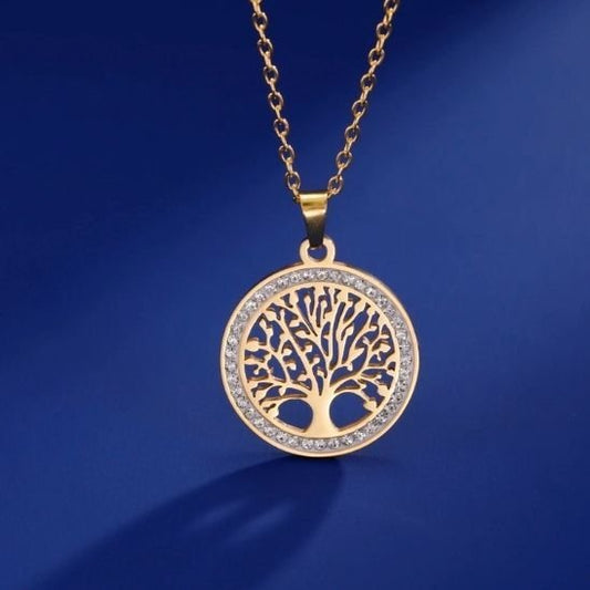 Collier Alverion or mince fond bleu