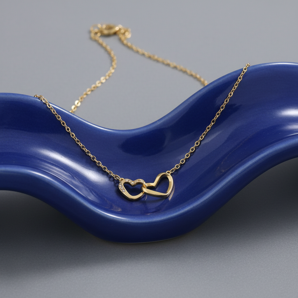 collier cœur loravix or double déposé