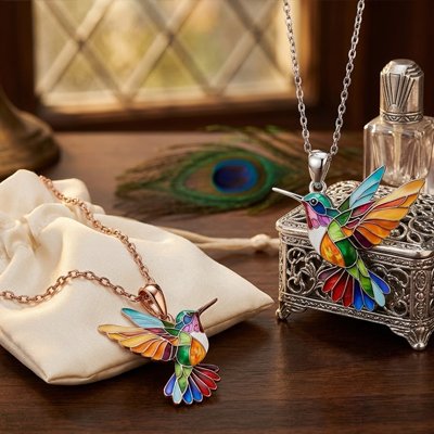 Collier femme Colibris doré et argenté