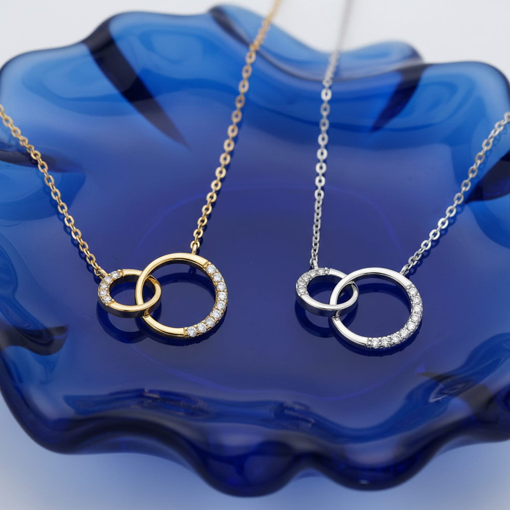 Collier ras de cou Néolune doré et argenté déposés