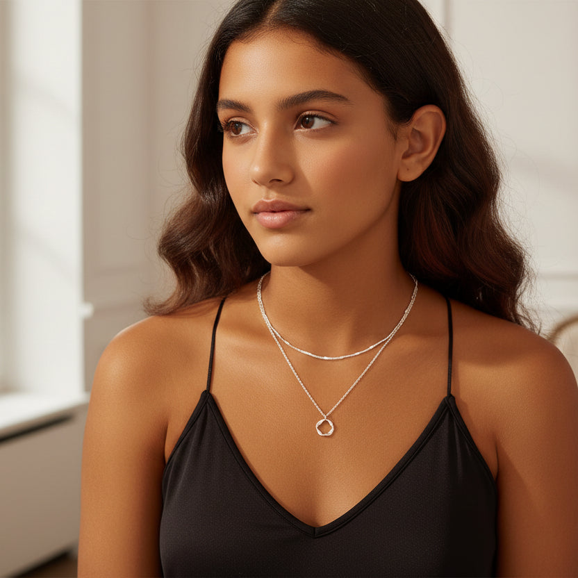 Colliers femme Céloria argent chaine longue et ras de cou
