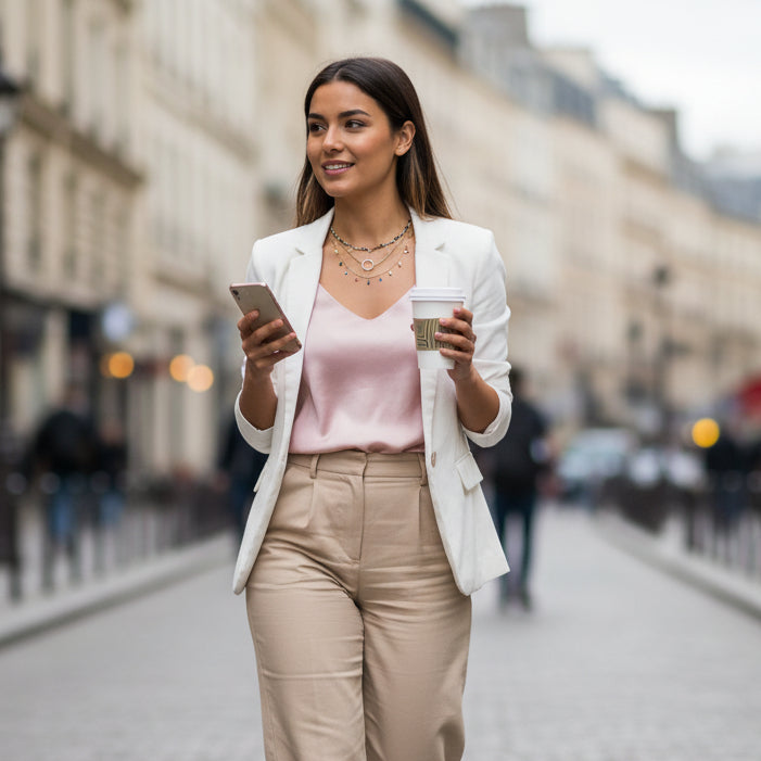 Colliers femme multicouche Niméra autour du coup