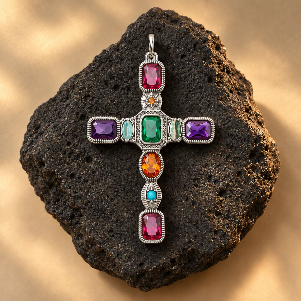 Croix pendentif Rovélys argentée
