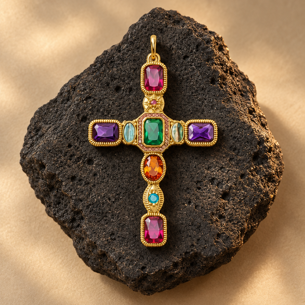 Croix pendentif Rovélys dorée