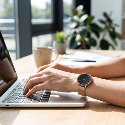 Montre femme tendance Orensya noir femme au bureau