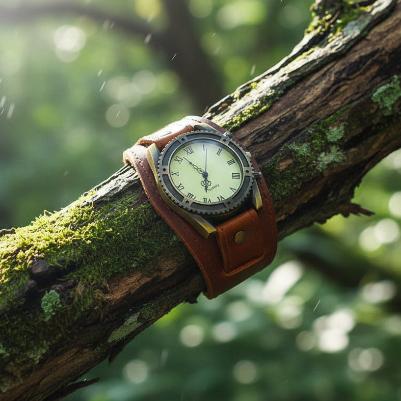Montre femme vintage Cuiréa marron sur branche