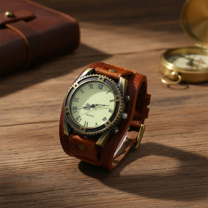 Montre femme vintage Cuiréa marron