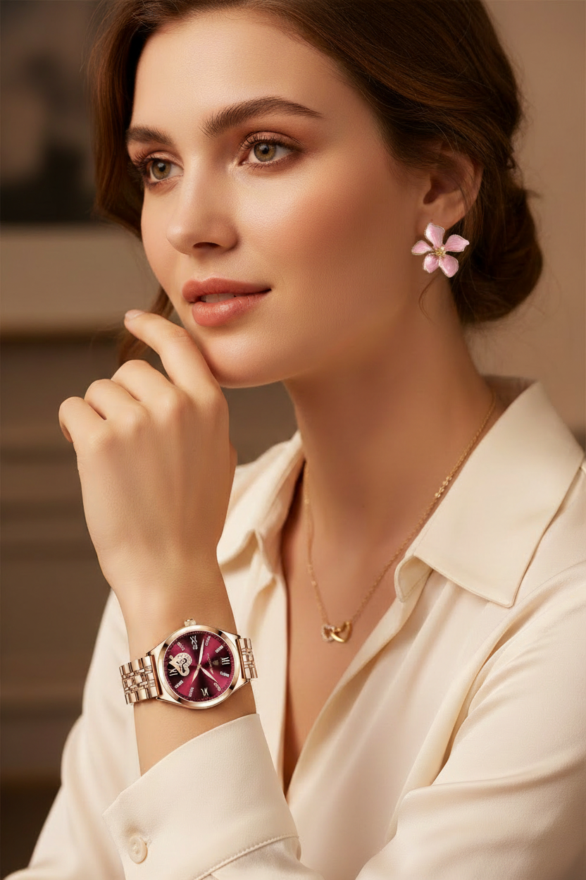 Montre Lunna, collier Loravix et boucles Nexorys lifestyle