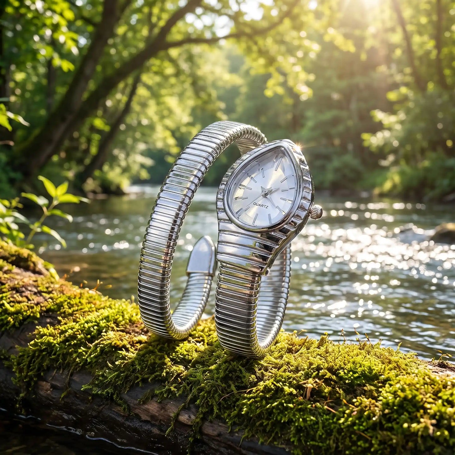 Montre tendance pour femme Vaelios argentée bord de rivière