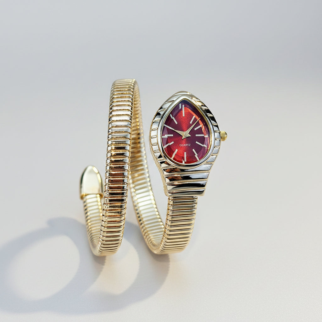 Montre tendance pour femme Vaelios dorée cadran rouge demo
